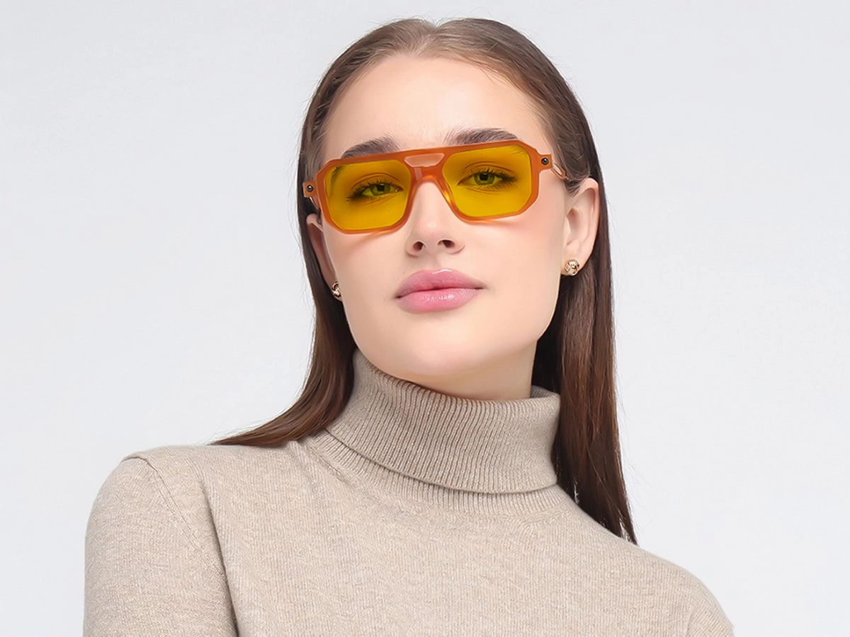 Yellow Tint Rectangular Sunglasses