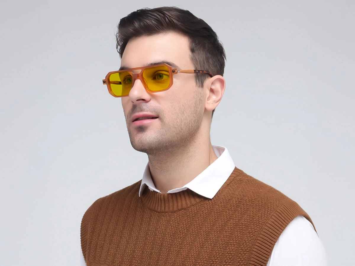 Yellow Tint Rectangular Sunglasses
