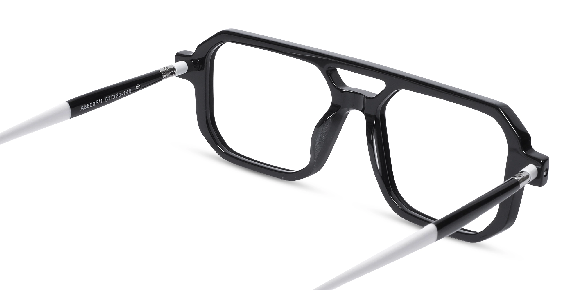 Black Double Bridge Glasses 5