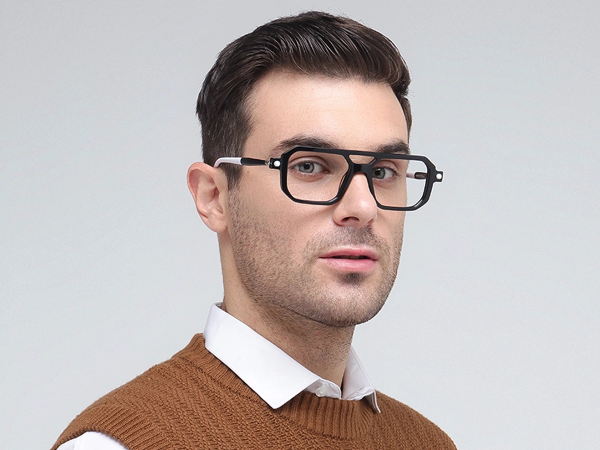 Black Double Bridge Glasses 42