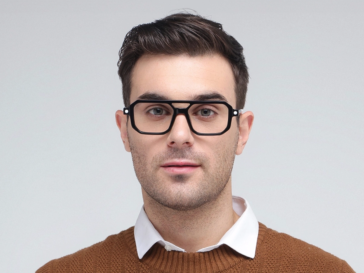 Black Double Bridge Glasses 41