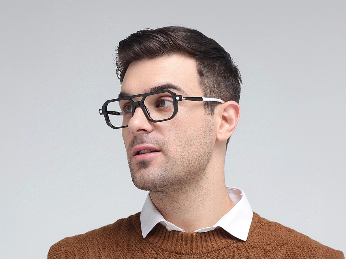 Black Double Bridge Glasses 43