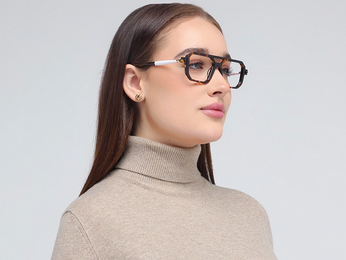 Rectangular Tortoise Glasses 52