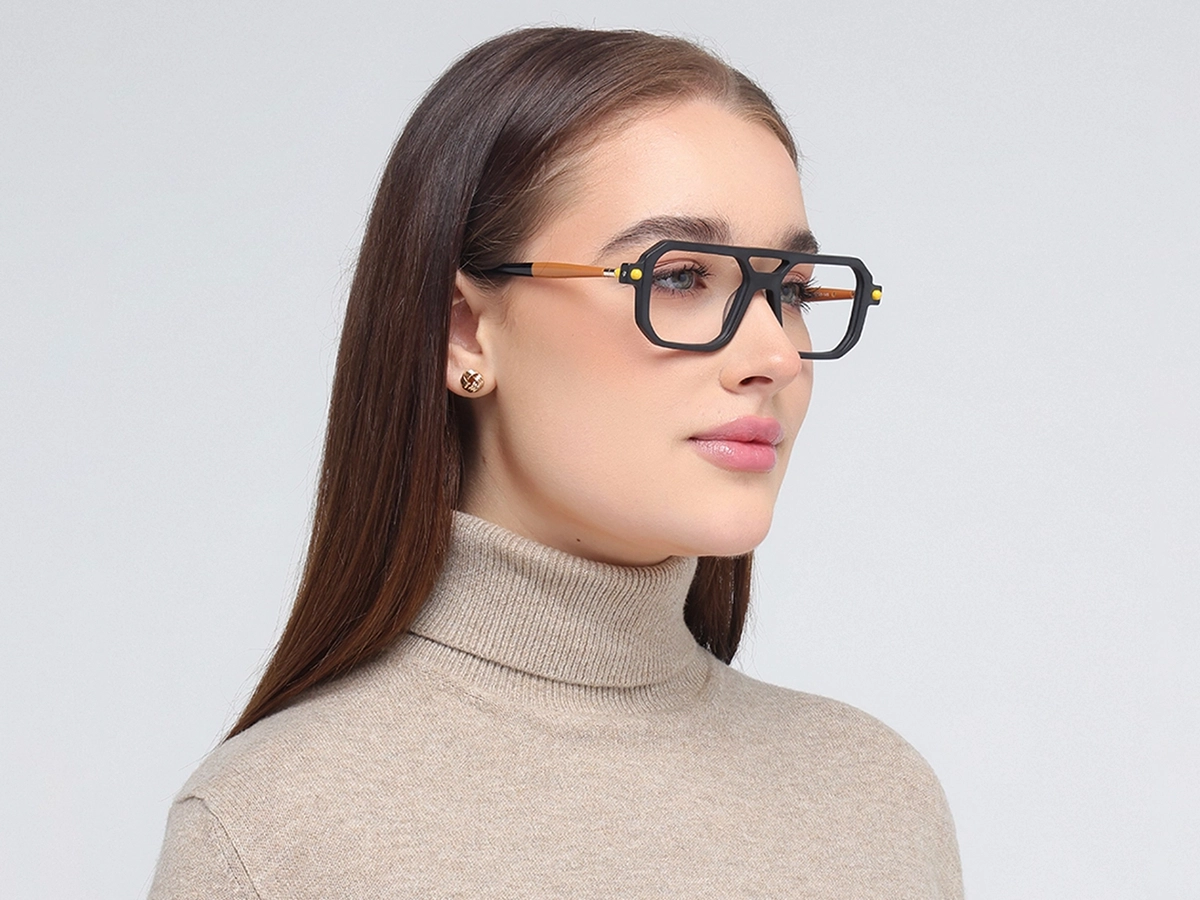 Matte Black Double Bridge Glasses 52