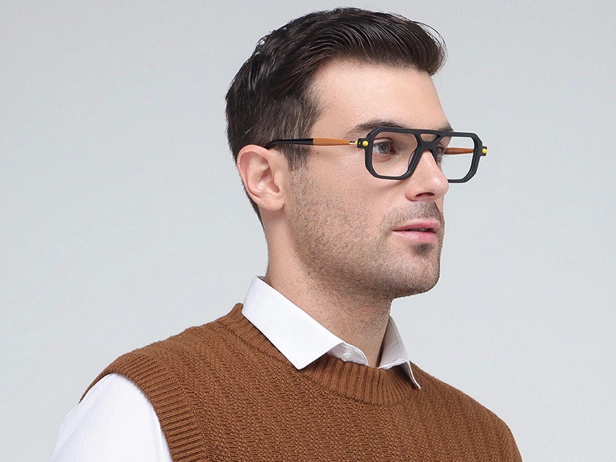 Matte Black Double Bridge Glasses 42
