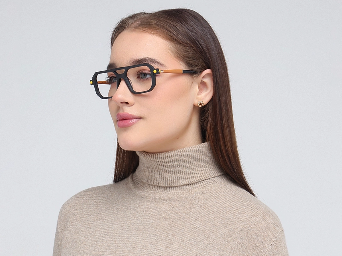 Matte Black Double Bridge Glasses 53