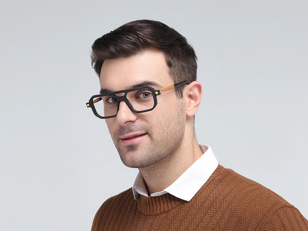 Matte Black Double Bridge Glasses 43