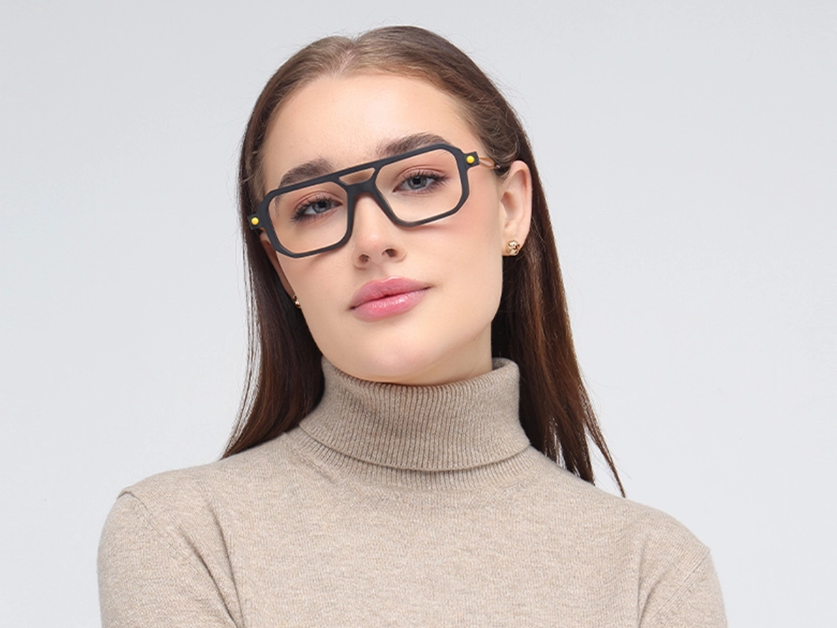 Matte Black Double Bridge Glasses 51