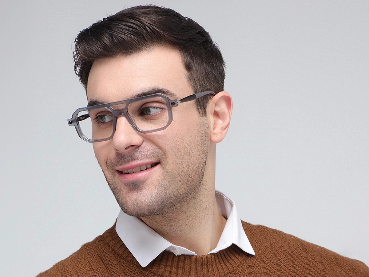 Grey Rectangle Eyeglasses 42