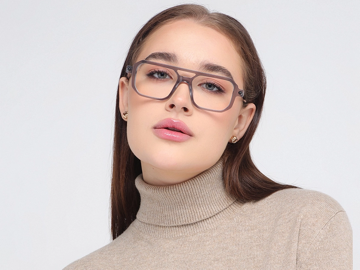 Grey Rectangle Eyeglasses 51