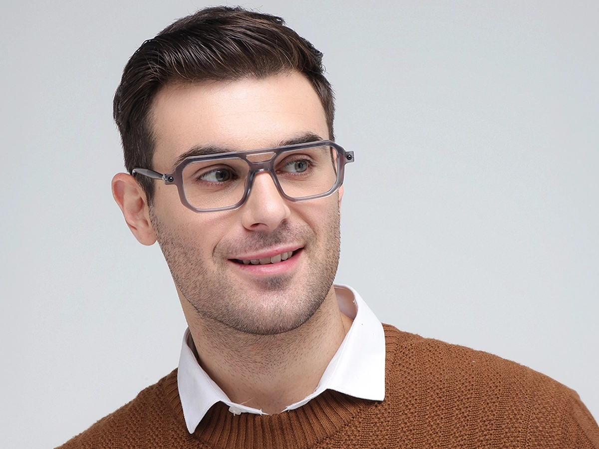 Grey Rectangle Eyeglasses 43