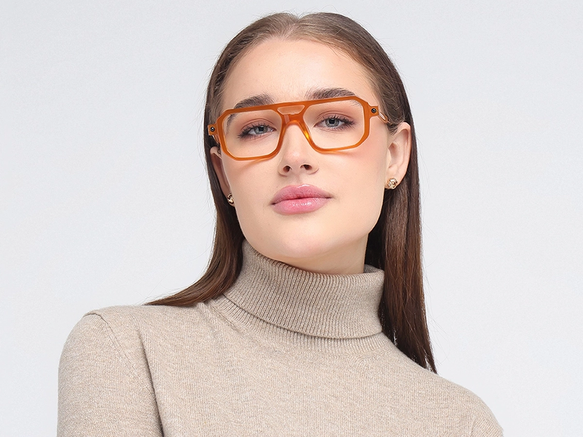 Orange Rectangle Glasses 51