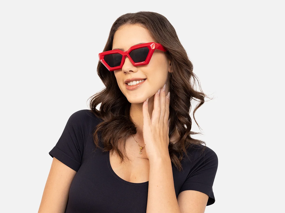 Red Cat Eye Sunglasses Frames-52