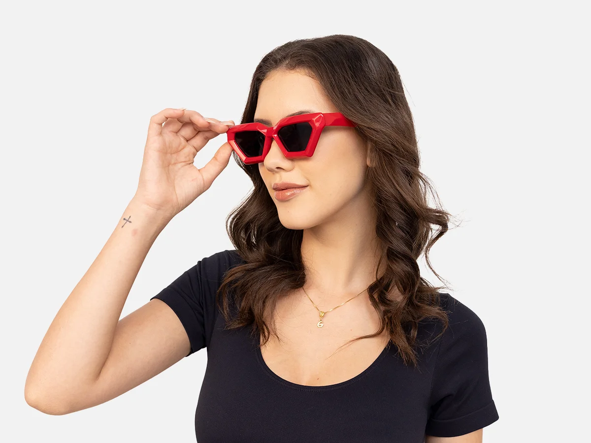 Red Cat Eye Sunglasses Frames-54