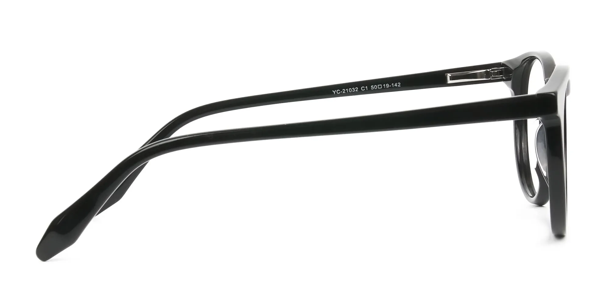 Keyhole Black Retro Round Glasses in Acetate - 2