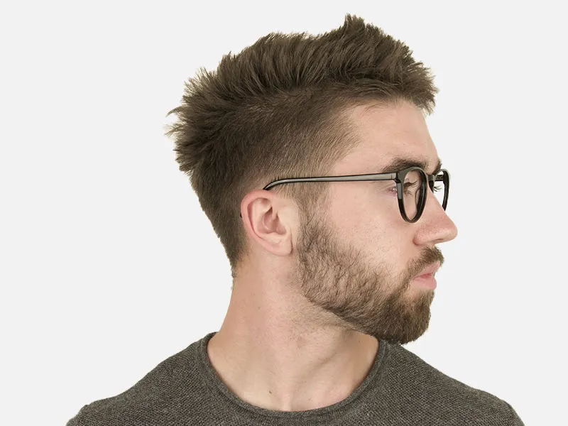 Keyhole Black Retro Round Glasses in Acetate - 2