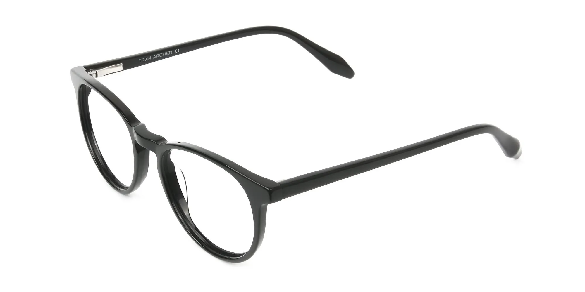 Keyhole Black Retro Round Glasses in Acetate - 2