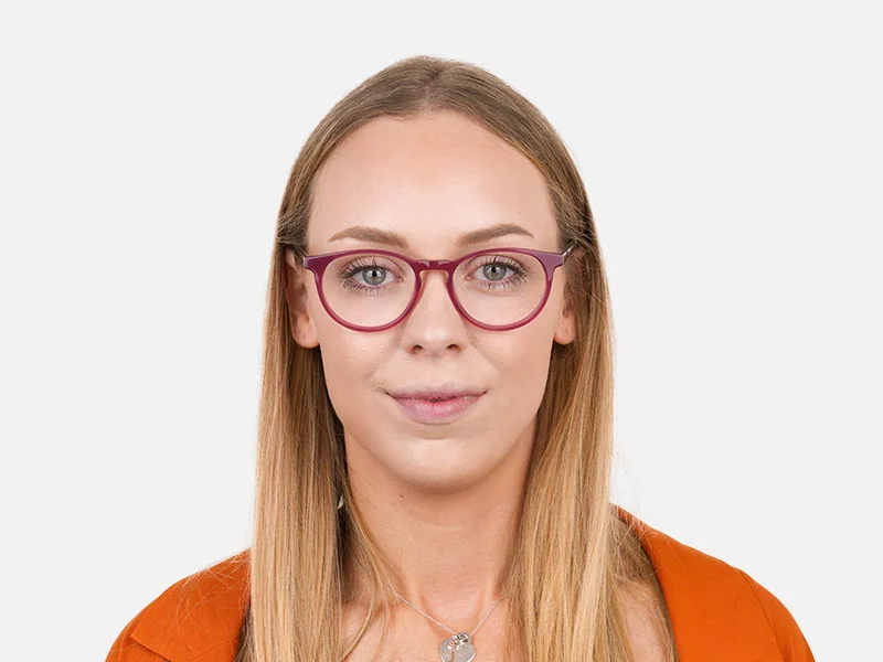 Keyhole Green Marble & Rose Red Frame Eyeglasses - 2