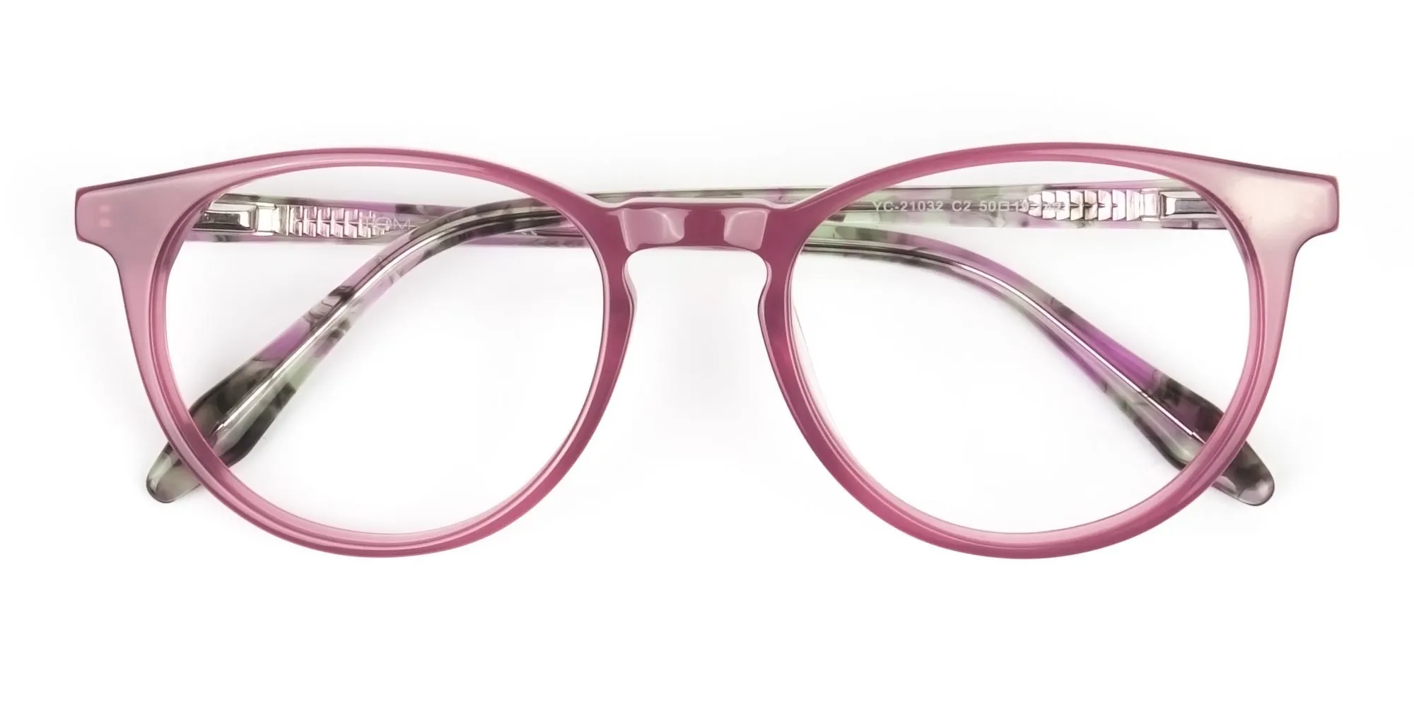 Keyhole Green Marble & Rose Red Frame Eyeglasses - 2