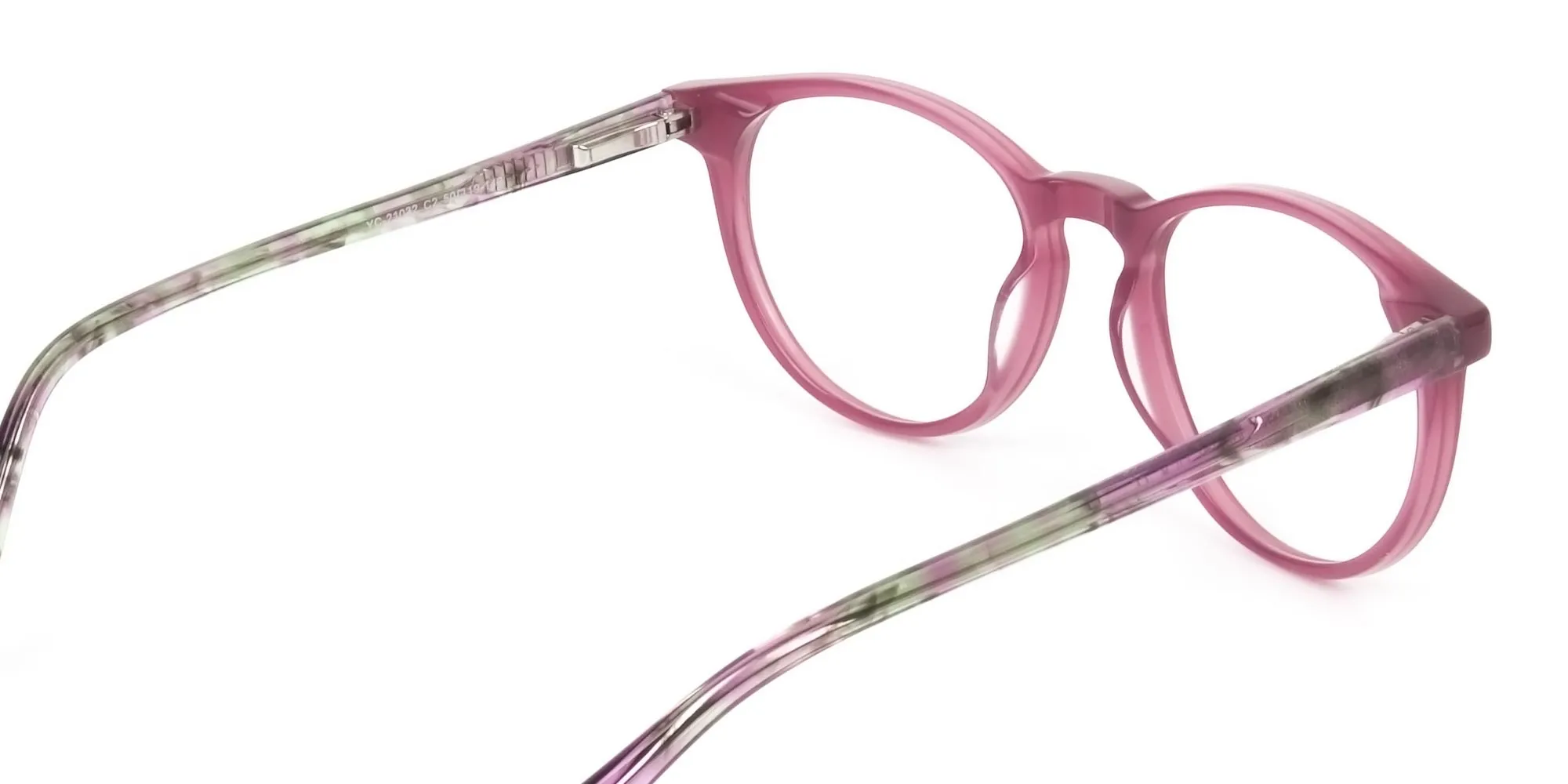 Keyhole Green Marble & Rose Red Frame Eyeglasses - 2