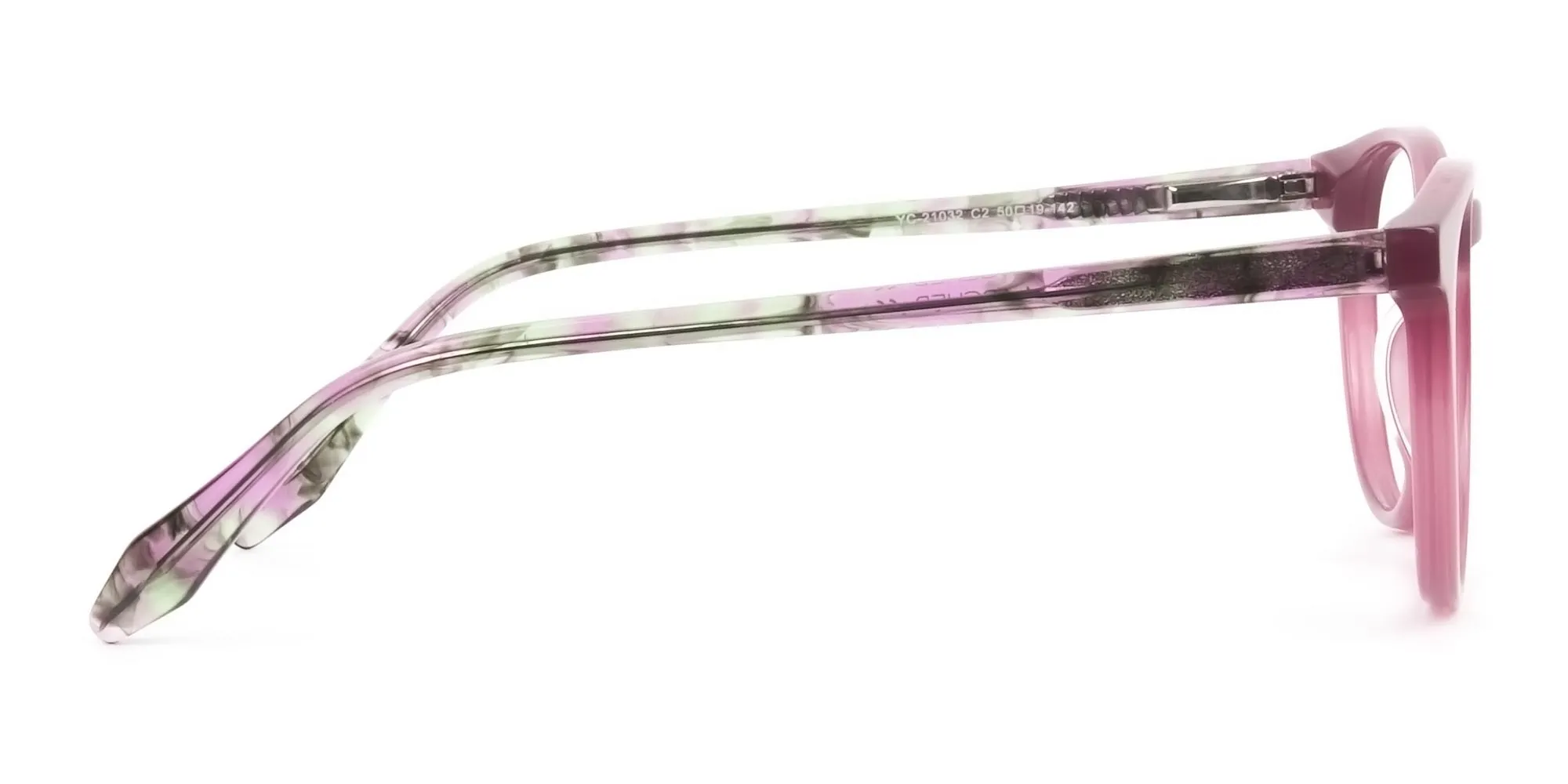 Keyhole Green Marble & Rose Red Frame Eyeglasses - 2
