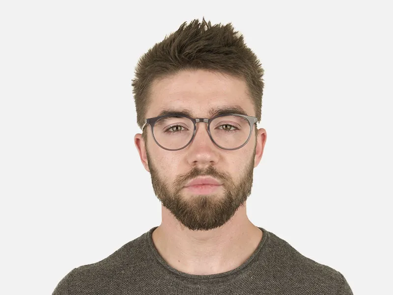 Keyhole Grey Frame Eyeglasses with Brown, Blue Tortoise Temple - 2