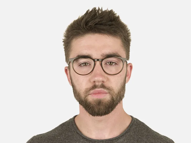 Keyhole Mocha Brown & Marble Hunter Green Glasses in Round - 2