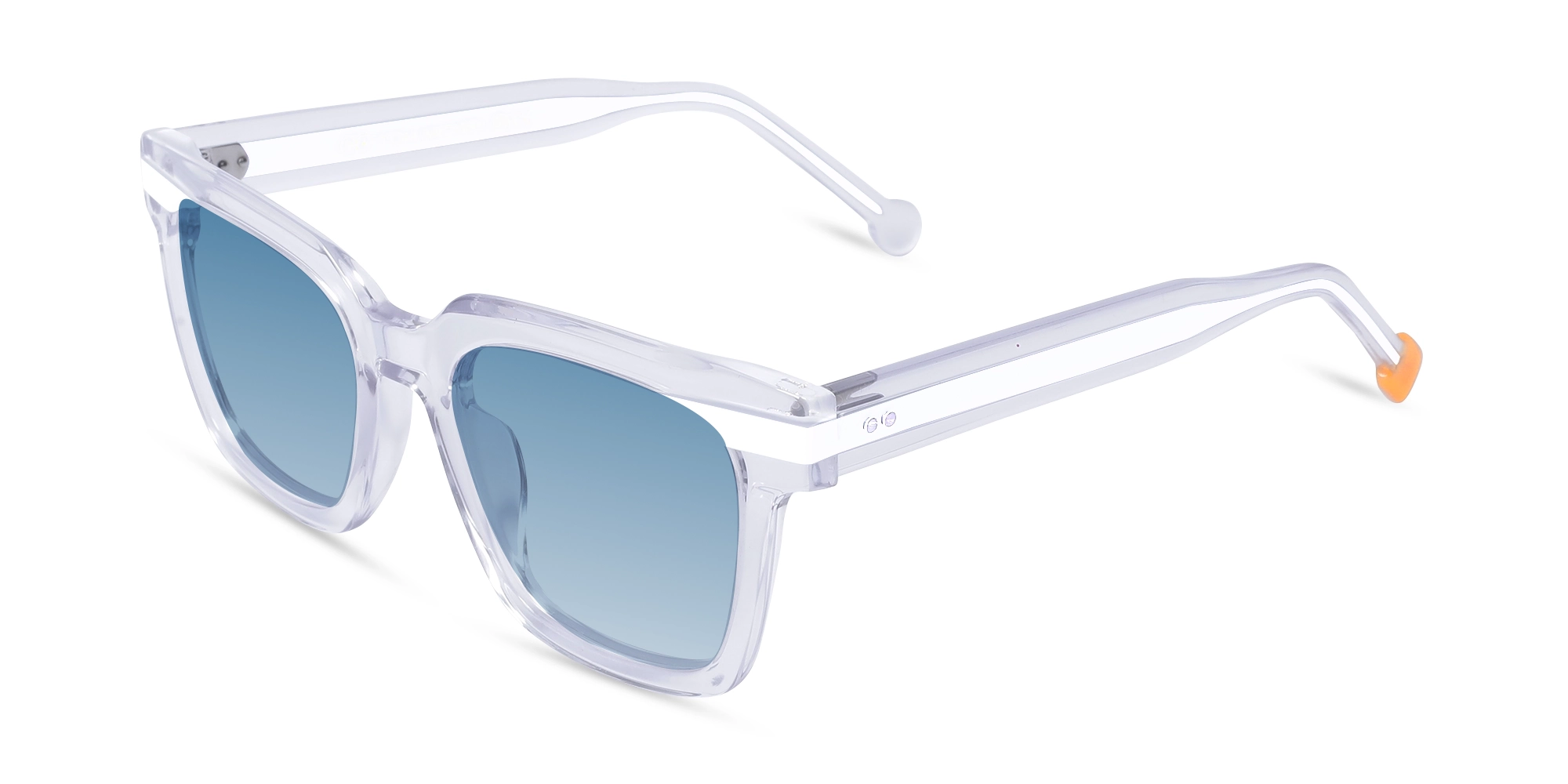 Blue Gradient Square Acetate Sunglasses-3