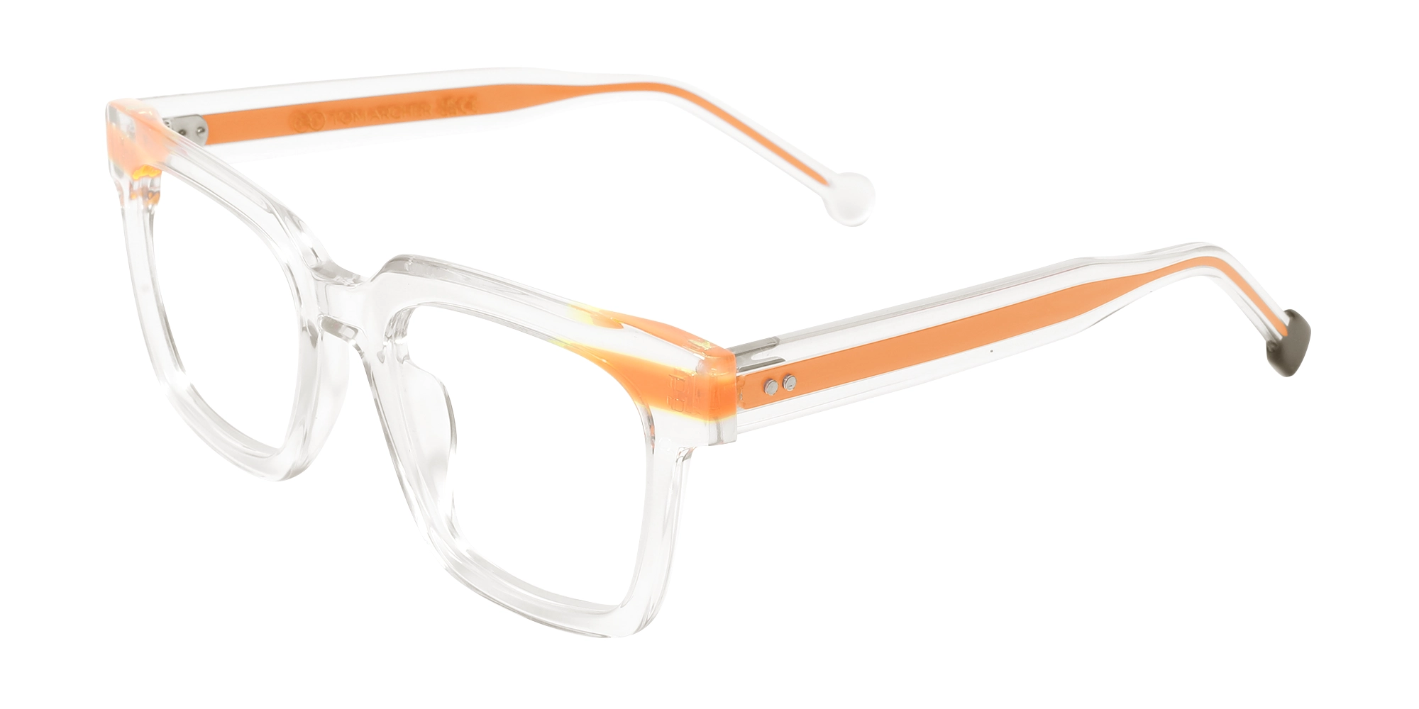 Clear Orange Unisex Glasses 3