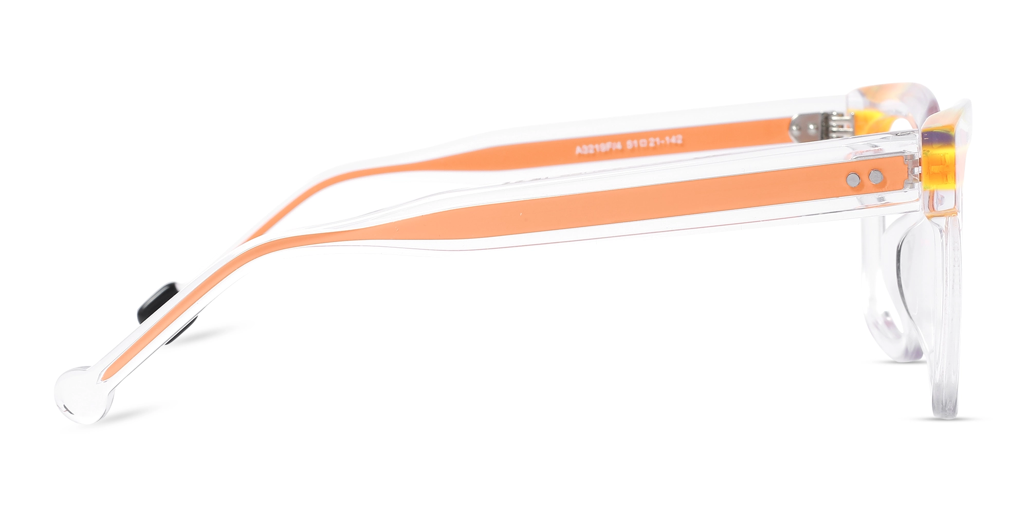 Clear Orange Unisex Glasses 4