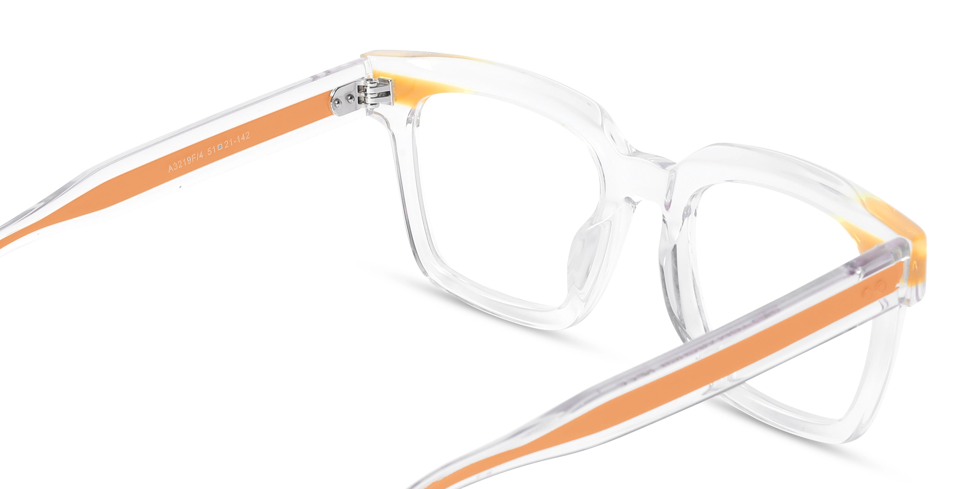 Clear Orange Unisex Glasses 5