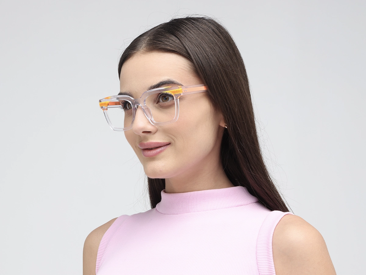 Clear Orange Unisex Glasses 52
