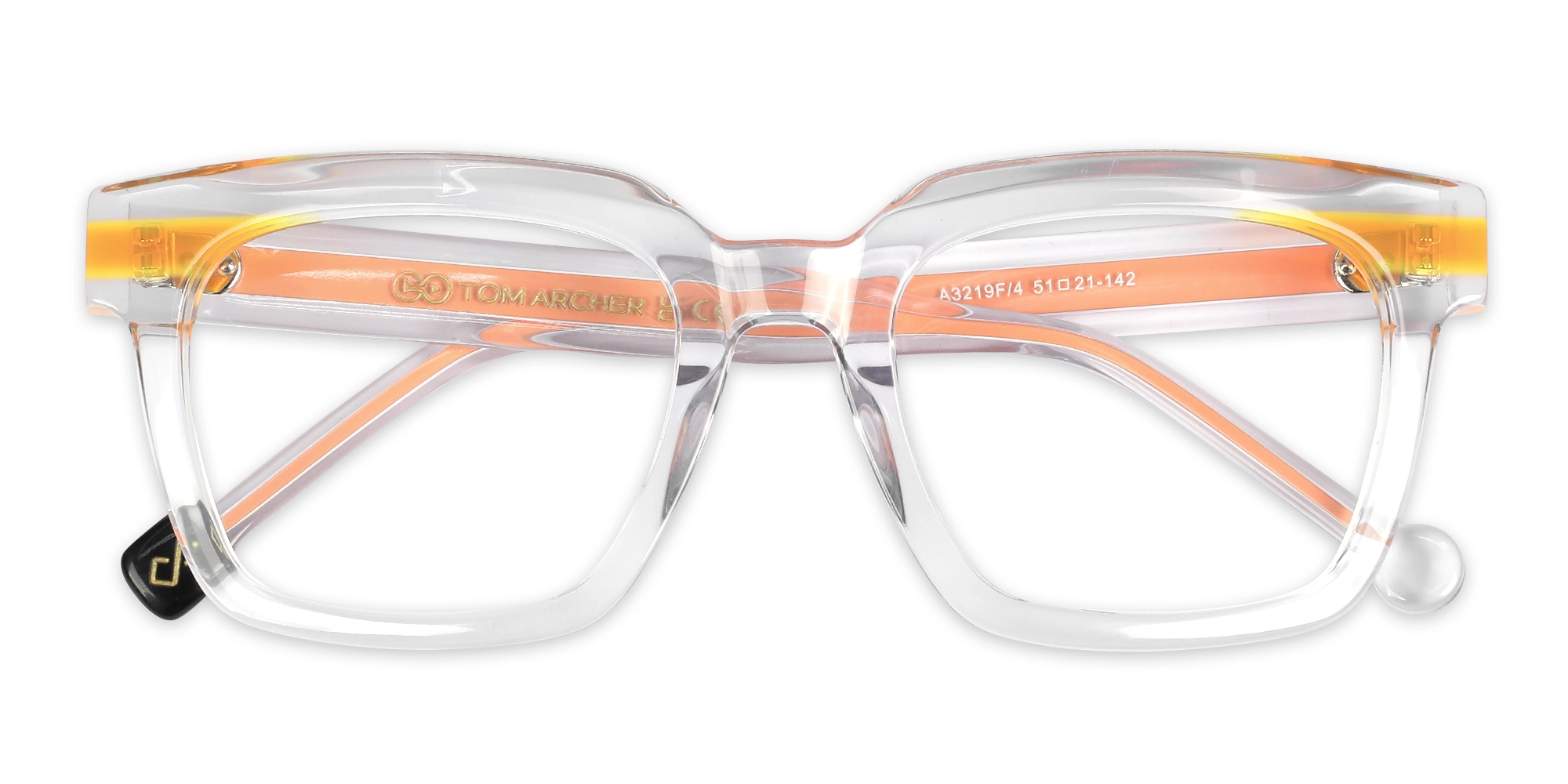 Clear Orange Unisex Glasses 6