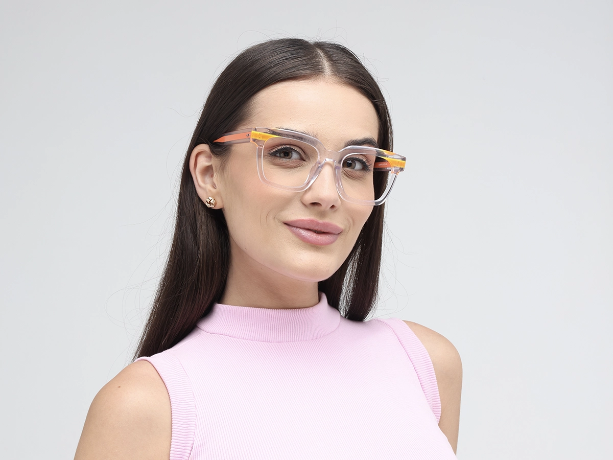 Clear Orange Unisex Glasses 53