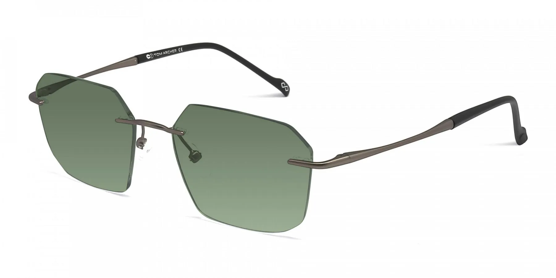 green tint rimless sunglasses -2