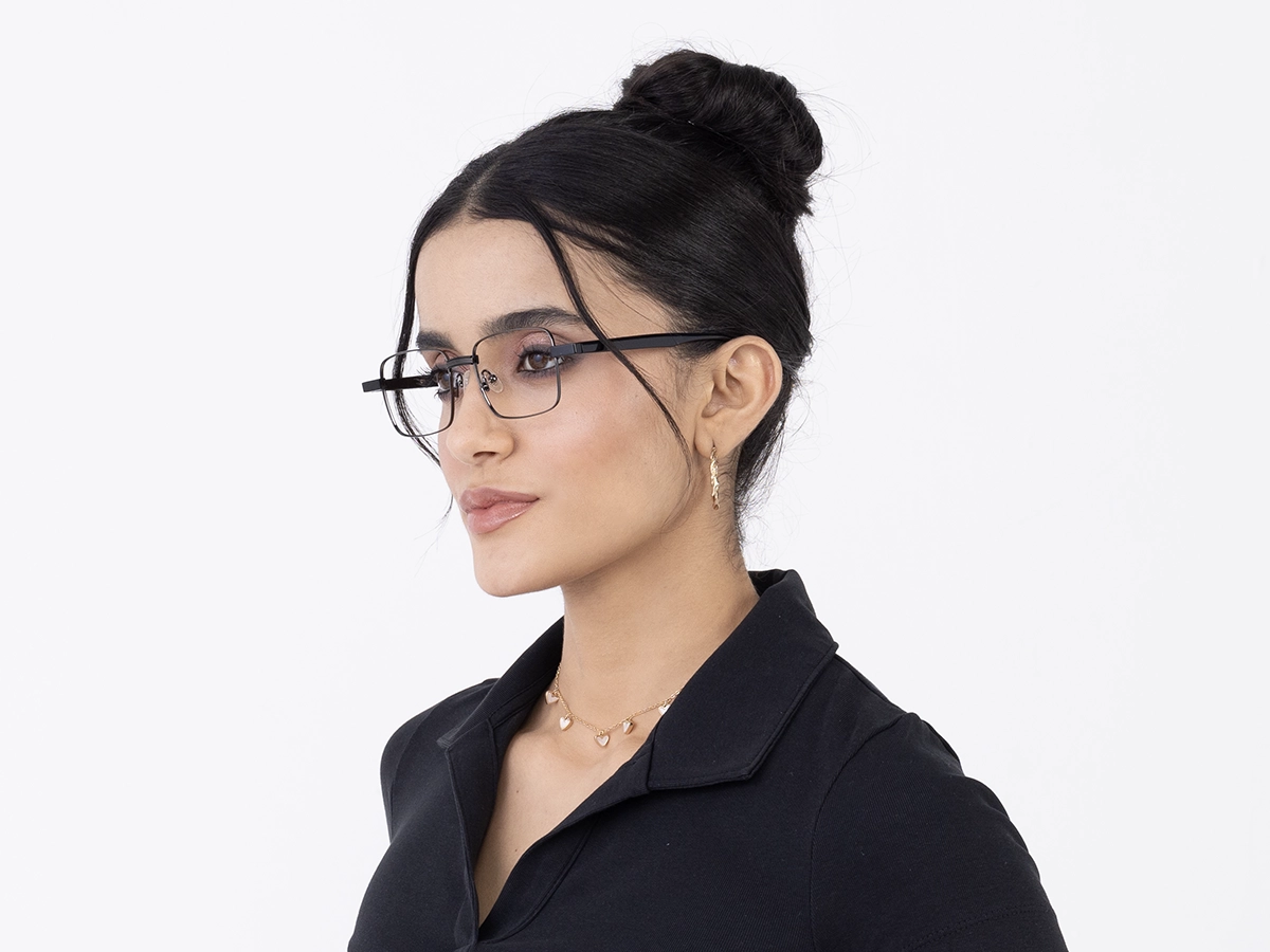 Gunmetal Square Full Rim Glasses 52