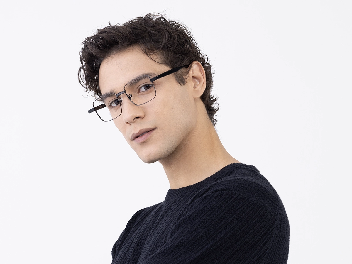 Gunmetal Square Full Rim Glasses 42