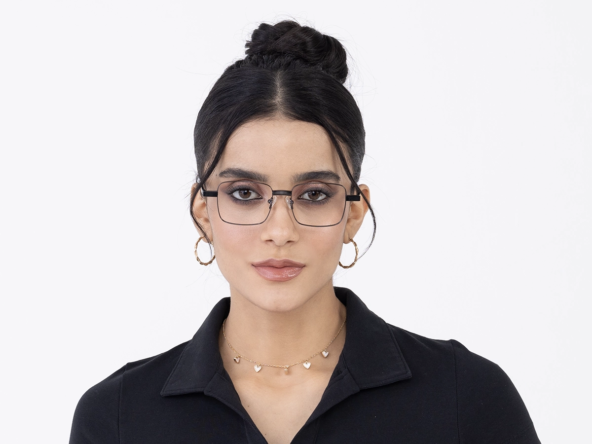 Gunmetal Square Full Rim Glasses 51