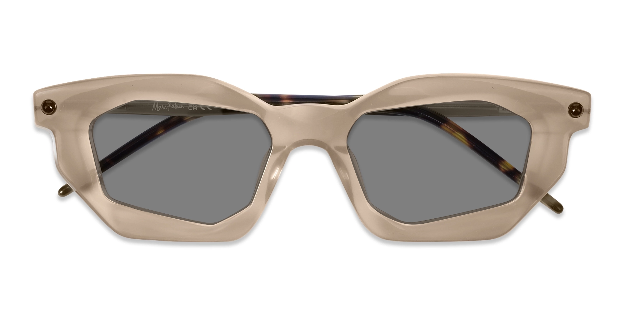 Crystal Wooly Beige & Grey Rectangle Sunglasses