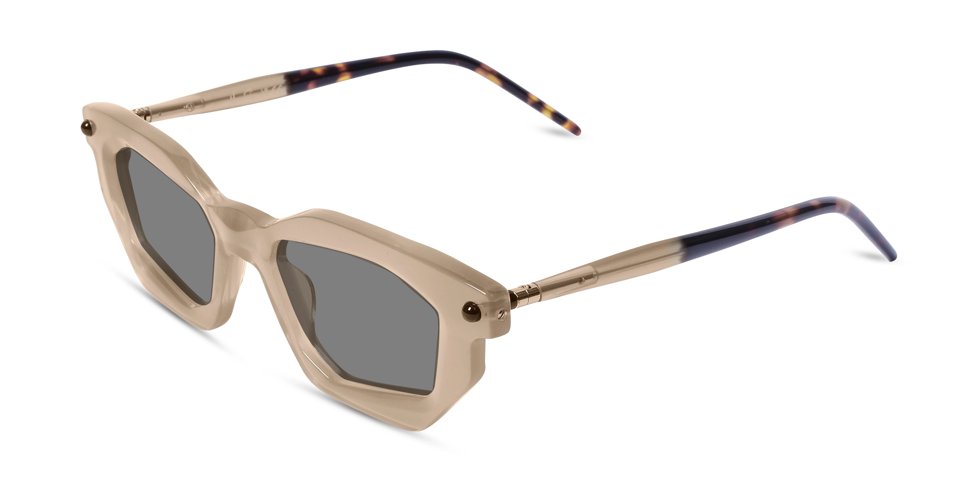 Crystal Wooly Beige & Grey Rectangle Sunglasses Crystal Wooly Beige & Grey Rectangle Sunglasses