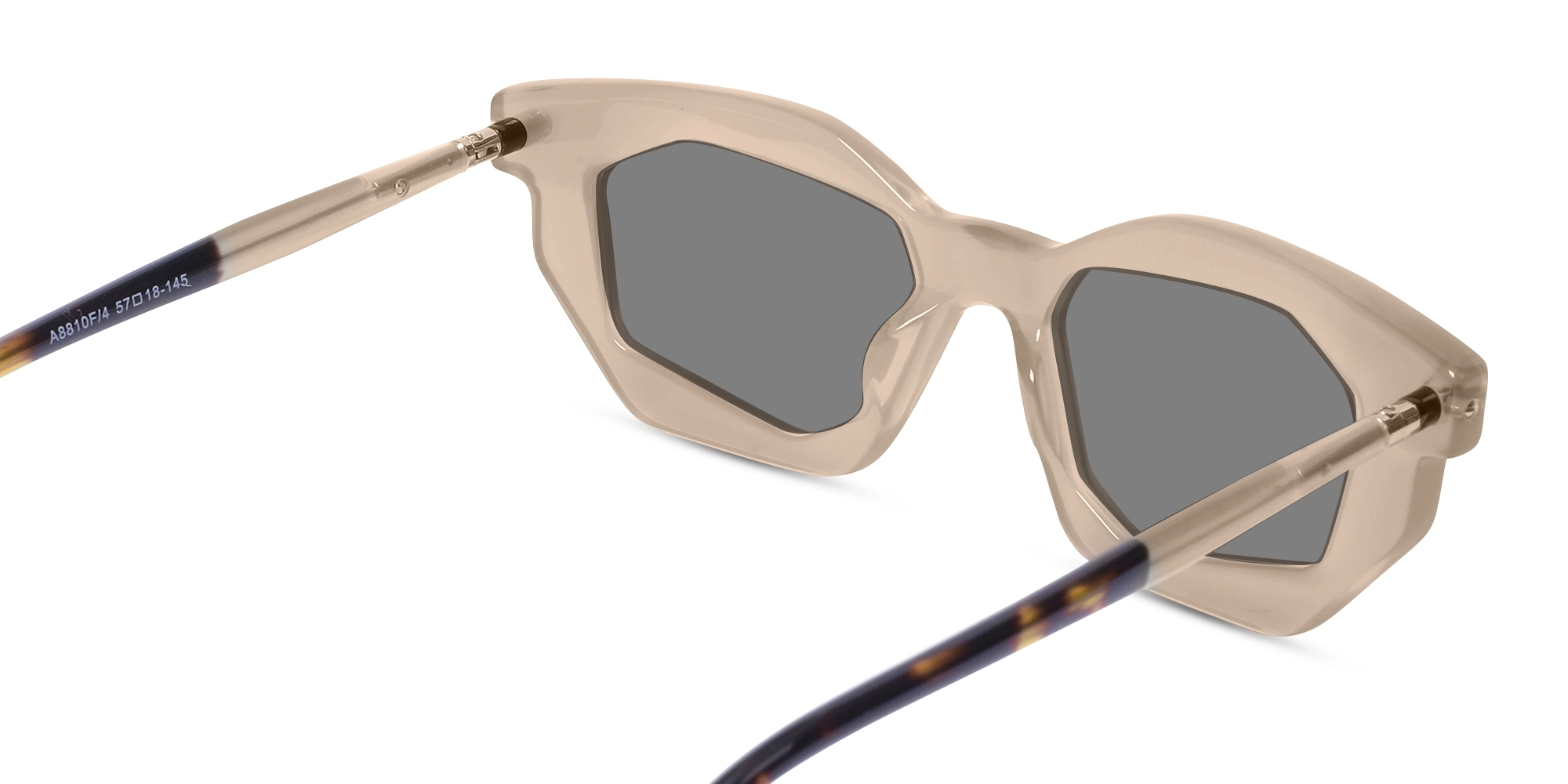 Crystal Wooly Beige & Grey Rectangle Sunglasses