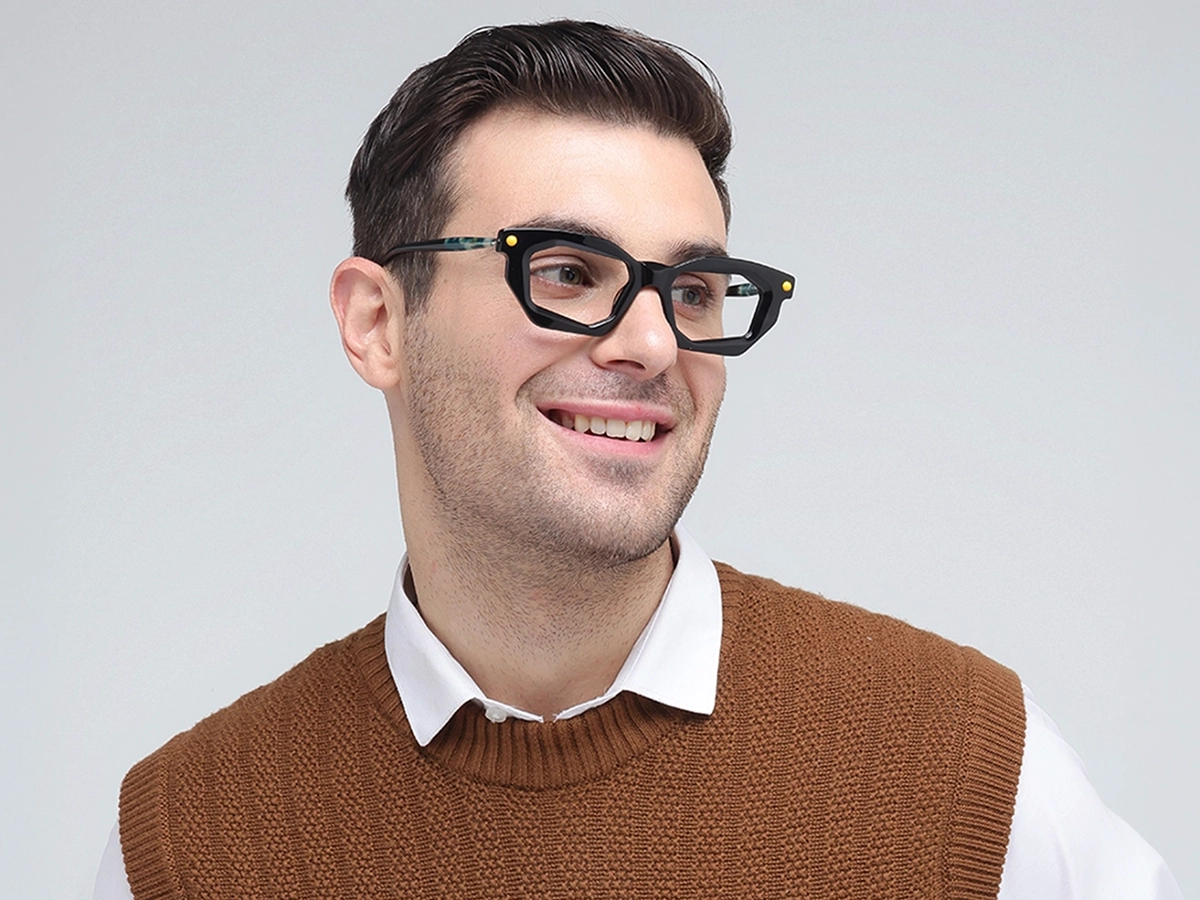 Black Rectangle Cat Eye Glasses 42