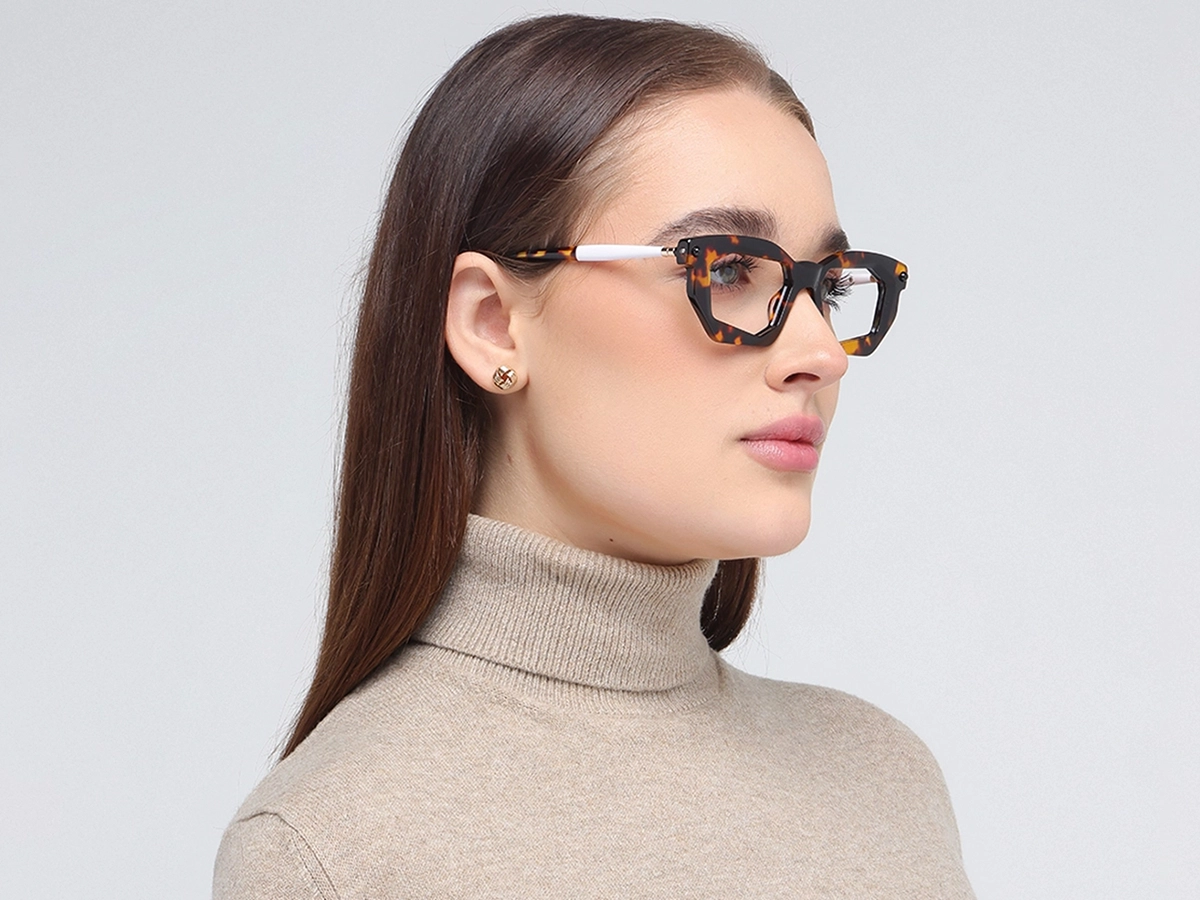 Havana Tortoise Rectangle Cat Eye Eyeglasses 52