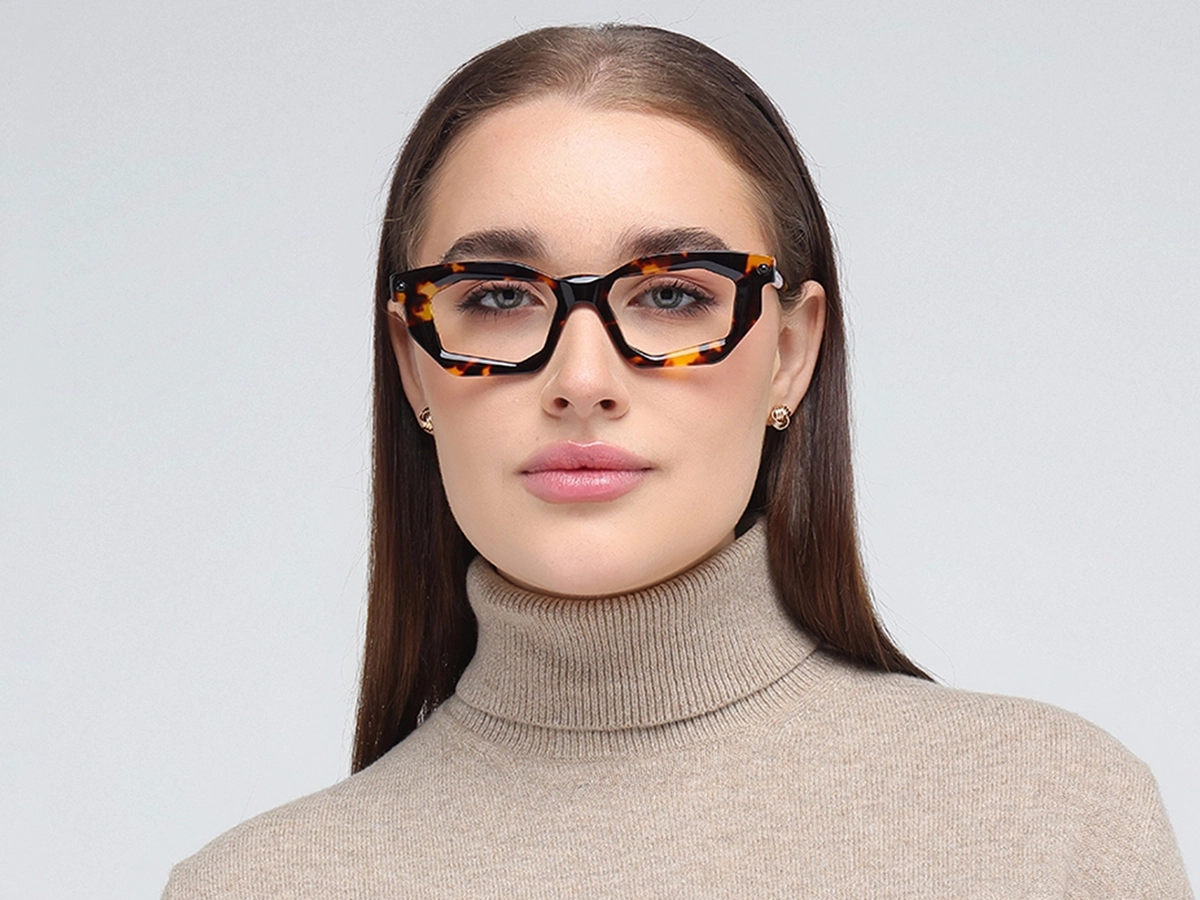 Havana Tortoise Rectangle Cat Eye Eyeglasses 51