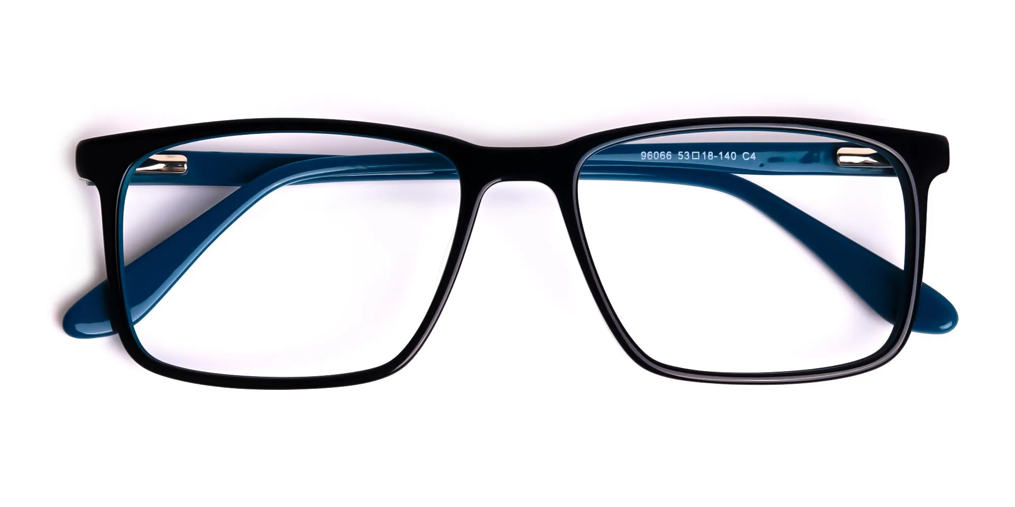Prescription Rectangle glasses in Black & Teal acetate for unisex (2)