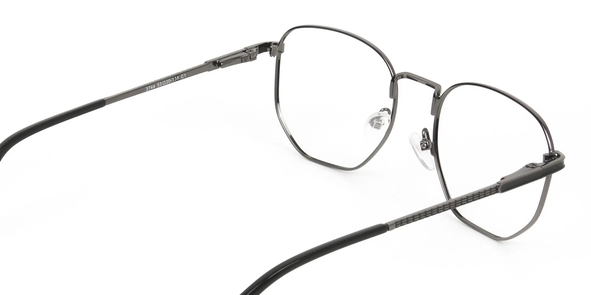 Lightweight Gunmetal Black Geometric Glasses - 2