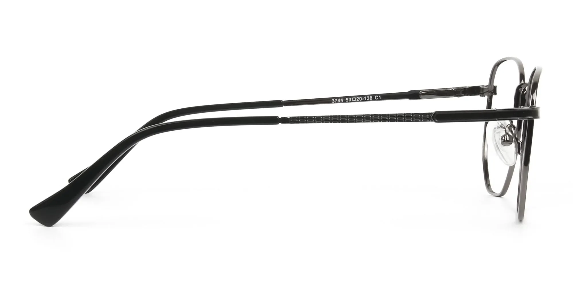 Lightweight Gunmetal Black Geometric Glasses - 2