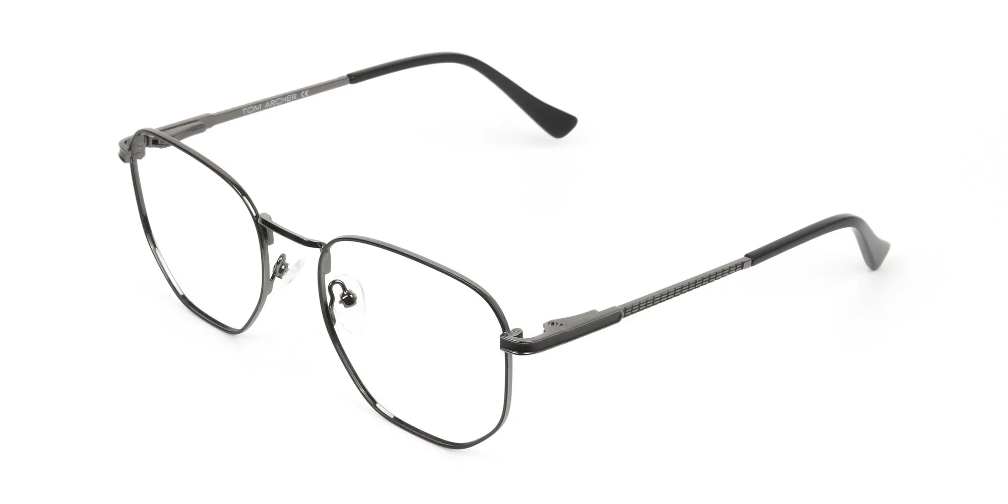 Lightweight Gunmetal Black Geometric Glasses - 2