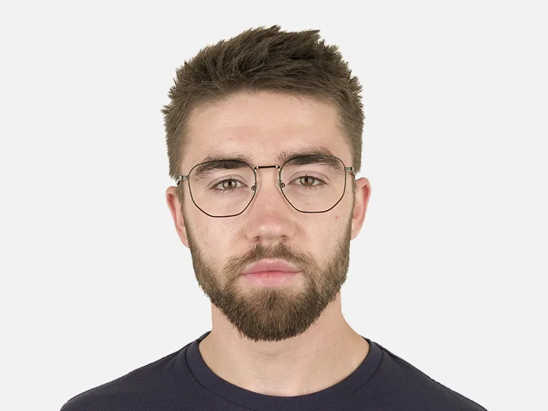 Lightweight Gunmetal Black Geometric Glasses - 2