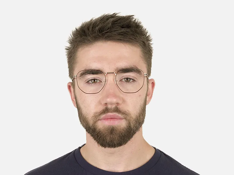 Lightweight Gold and Brown Geometric Glasses - 2